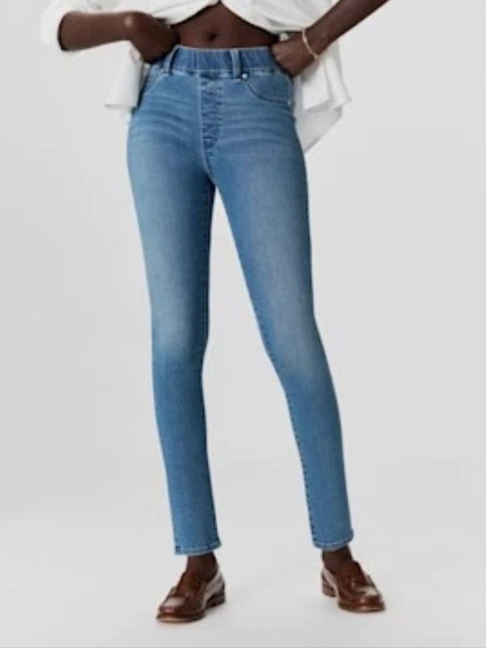 Quince Women Nina Stretch Pull-On Skinny‎ Jeans Laguna Blue Medium